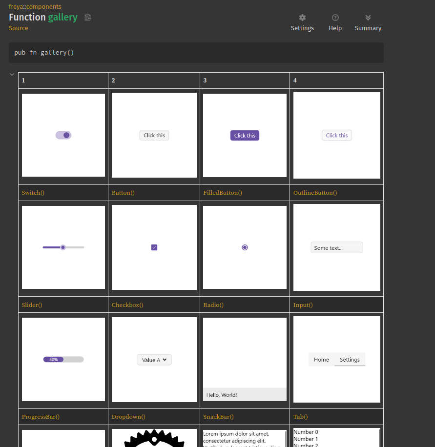 Components Gallery Screenshot